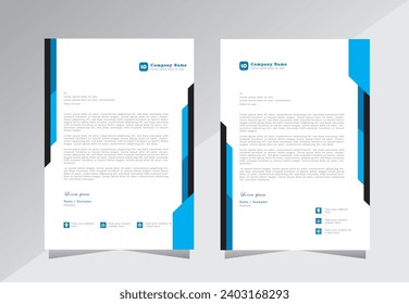 Letterhead, A4 Letter head design template, elegant black and blue letterhead template design, modern Corporate business letterhead design-Vector