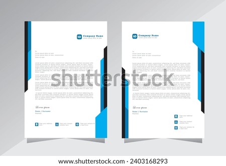 Letterhead, A4 Letter head design template, elegant black and blue letterhead template design, modern Corporate business letterhead design-Vector
