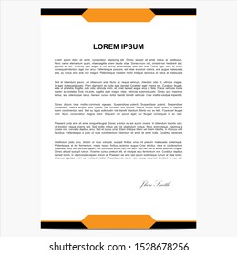 Letterhead with Black Orange Design
