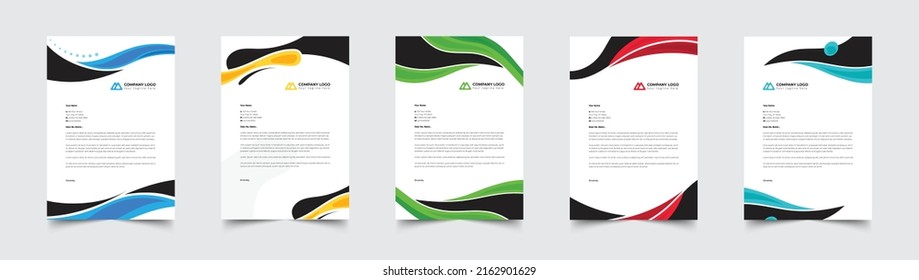 Letterhead Corporate Modern Business Letterhead template design company letterhead Colorful red, green, yellow, blue design stationary project. Multipurpose letterhead 
abstract, elegant concept.