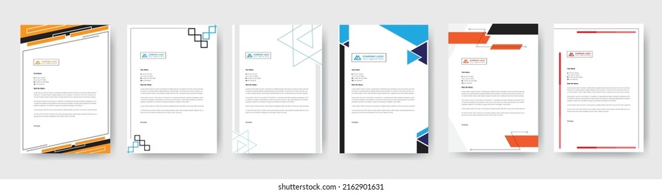 Letterhead Corporate Modern Business Letterhead plantilla de diseño de membrete de la compañía. Proyecto estacionario de diseño rojo, verde, amarillo y azul. Letrero multipropósito 
concepto abstracto y elegante.