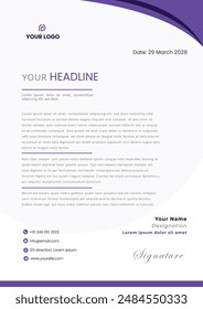 Letterhead Creative business in abstract design template. Modern corporate . Creative and Professional business letterhead design template. Letterhead template in flat style