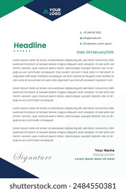 Letterhead Creative business in abstract design template. Modern corporate . Creative and Professional business letterhead design template. Letterhead template in flat style