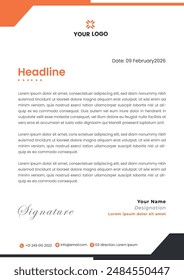 Letterhead Creative business in abstract design template. Modern corporate . Creative and Professional business letterhead design template. Letterhead template in flat style