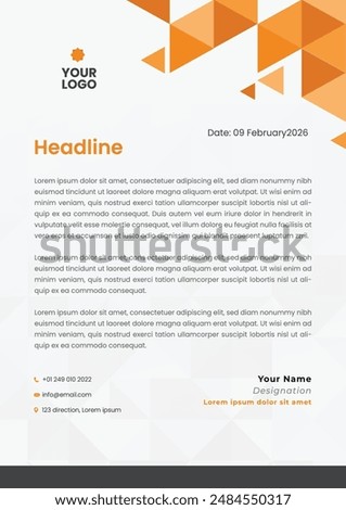 Letterhead Creative business in abstract design template. Modern corporate . Creative and Professional business letterhead design template. Letterhead template in flat style