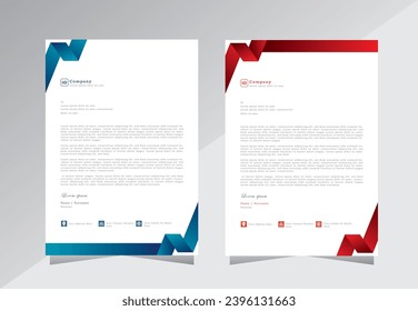 Diseño de membrete para empresas, plantillas de diseño de encabezados de letra. a4 plantilla de membrete con color azul y rojo - vectores eps 10.