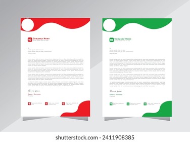 Letterhead design for company,  letter head design templates. a4 letterhead template with red and green color - vector eps 10.