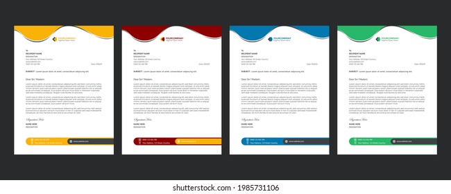 Letterhead Design With Editable Text And Editable Shape. Creative Business Letterhead For Corporate Medical Company Profile Layout, Simple, And Clean Print-ready Modern Business Style Design.