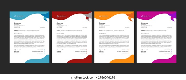 Letterhead Design with Editable Text and Editable shape. Creative Business Letterhead For Corporate Medical Company Profile Layout, Simple, And Clean Print-ready Modern Business Style Design.