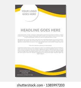 Letterhead Design Flyer Template Simple Yellow Black Corporate Business Vector, Template Vector, Corporate Business Letterhead Vector