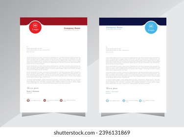 Letterhead design forproject, letter head design templates. a4 letterhead template with blue and red color - vector eps 10.