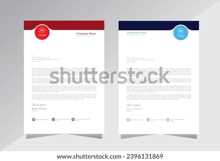 Letterhead design forproject, letter head design templates. a4 letterhead template with blue and red color - vector eps 10.