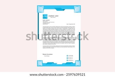 A letterhead design is the heading at the top of a sheet of letter paper, typically containing a name, address, logo, and contact information, and can be styled to align with a company's branding.