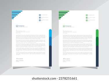 Briefkopf-Design, Briefkopf-Vorlage, Geschäftsbriefkopf-Design-Vorlagen. eine 4-Letterhead-Vorlage mit grüner und blauer Farbe - Vektor eps10.