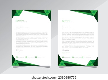 letterhead design, letter head template, rectangle shape letter head design templates. a4 letterhead template for company,  green color - vector eps 10.