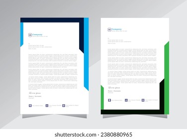 letterhead design, letter head template, letter head design templates. a4 letterhead template for company,  green and blue color - vector eps 10.