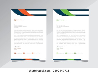 letterhead design, letter head template, letter head design templates. a4 letterhead template for company,  green and red color - vector eps 10.