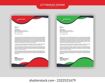 Letterhead Design Modern Business Letterhead Design with red, green color template 