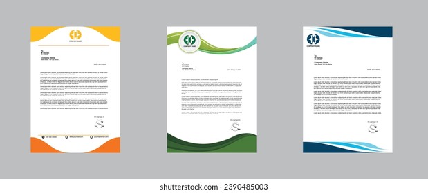 Letterhead design, Professional stationery design, corporate letterhead template