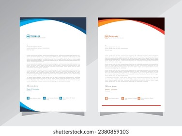 letterhead design for project,  letter head templates. modern and simple letterhead design, a4 letterhead template with blue,red and orange color - vector eps 10.