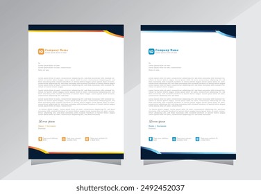 Letterhead design for project, letter head design templates. a4 letterhead template with yellow ans blue color - vector eps 10