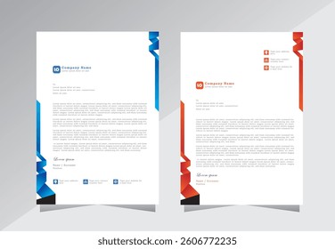 letterhead design for project, letter head templates. modern and simple letterhead design, a4 letterhead template with blue and red color - vector eps 10.	