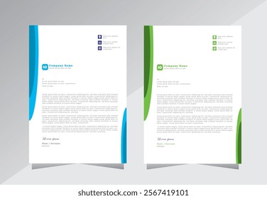 Letterhead design for project, Professional letterhead template, letter head design templates. a4 letterhead template with blue and green color - vector eps 10.