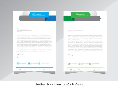 letterhead design template, a4 letterhead design, business letterhead design and Vector illustration, company letterhead tempalte with blue and green color.