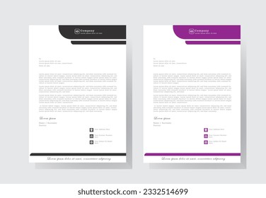 letterhead design template with  black and purple color. creative modern letter head design template for your project. letterhead, letter head, Business letterhead 