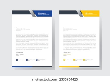 letterhead design template with  blue, black and yellow color. creative modern letter head design template for your project. letterhead, letter head, Business letterhead 