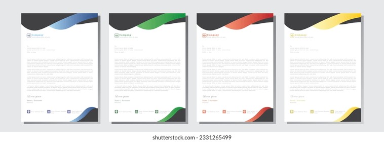 letterhead design template with  blue, green, red and yellow color. creative modern letter head design template for your project. letterhead, letter head, Business letterhead design.
