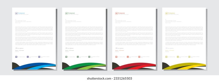 letterhead design template with  blue, green, red and yellow color. creative modern letter head design template for your project. letterhead, letter head, Business letterhead design.