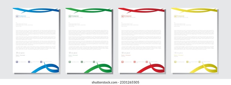 letterhead design template with  blue, green, red and yellow color. creative modern letter head design template for your project. letterhead, letter head, Business letterhead design.