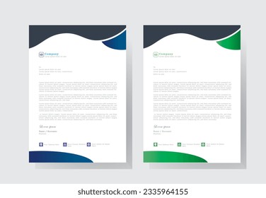 letterhead design template with  blue, and green color. creative modern letter head design template for your project. letterhead, letter head, Business letterhead 