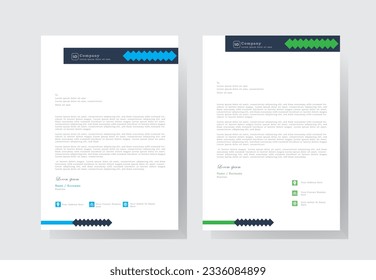 letterhead design template with  blue, and green color. creative modern letter head design template for your project. letterhead, letter head, Business letterhead 