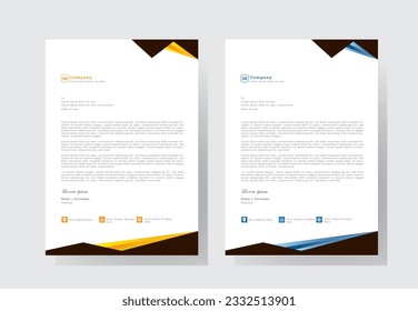 plantilla de diseño de membrete con color azul y rojo. plantilla de diseño de encabezado de letra moderna y creativa para su proyecto. membrete, cabecera de la carta, membrete comercial 