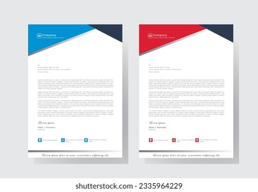 letterhead design template with  blue, and red color. creative modern letter head design template for your project. letterhead, letter head, Business letterhead 
