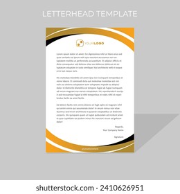 letterhead design template circular motion style in orange color scheme
