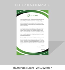 letterhead design template circular motion style in green color scheme