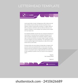 letterhead design template diagonal style in purple color scheme
