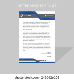 letterhead design template polygonal style in blue color scheme