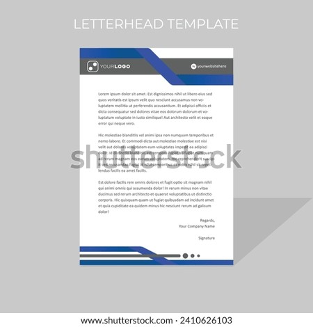 letterhead design template polygonal style in blue color scheme