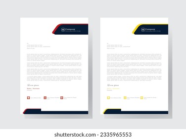 letterhead design template with  red, black and yellow color. creative modern letter head design template for your project. letterhead, letter head, Business letterhead 