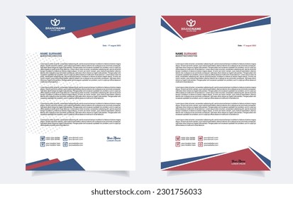 plantilla de diseño de membrete con combinación de color azul y blanco con diseño A4	