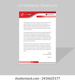 letterhead design template simple minimal rounded shape style in red color scheme