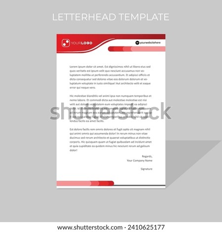 letterhead design template simple minimal rounded shape style in red color scheme