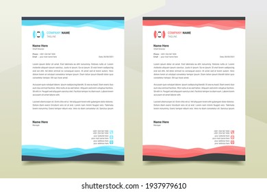 Letterhead design template. Wave shape letterhead design. Creative and clean modern business letterhead template design. Illustration vector