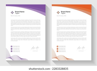 Letterhead design template with yellow, blue, green and red color. creative modern letter head design template for your project. Elegant letterhead template design in minimalist style.