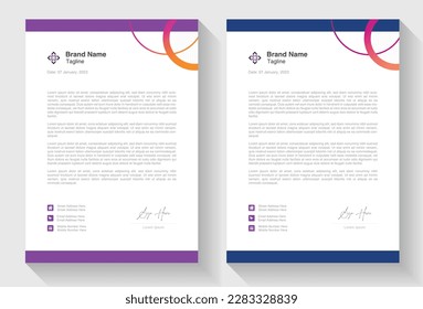 Letterhead design template with yellow, blue, green and red color. creative modern letter head design template for your project. Elegant letterhead template design in minimalist style.