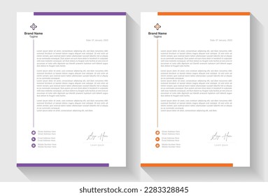 Letterhead design template with yellow, blue, green and red color. creative modern letter head design template for your project. Elegant letterhead template design in minimalist style.